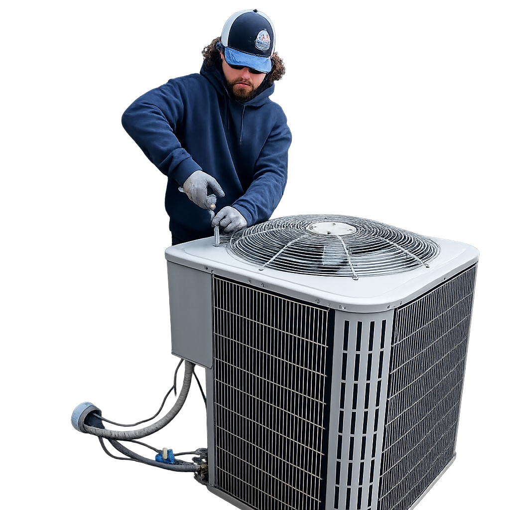 Desert Comfort Utah technician servicing full-sized HVAC unit